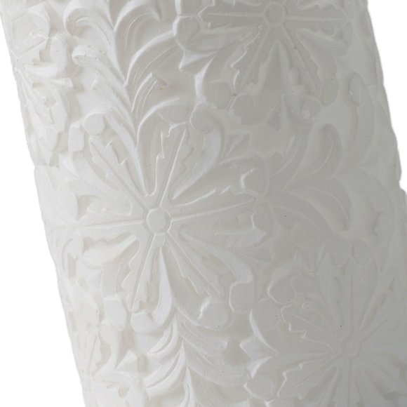 NIP- Carved Real Wax Flameless LED Snowflakes Pillar Candle - Picture 2 of 2